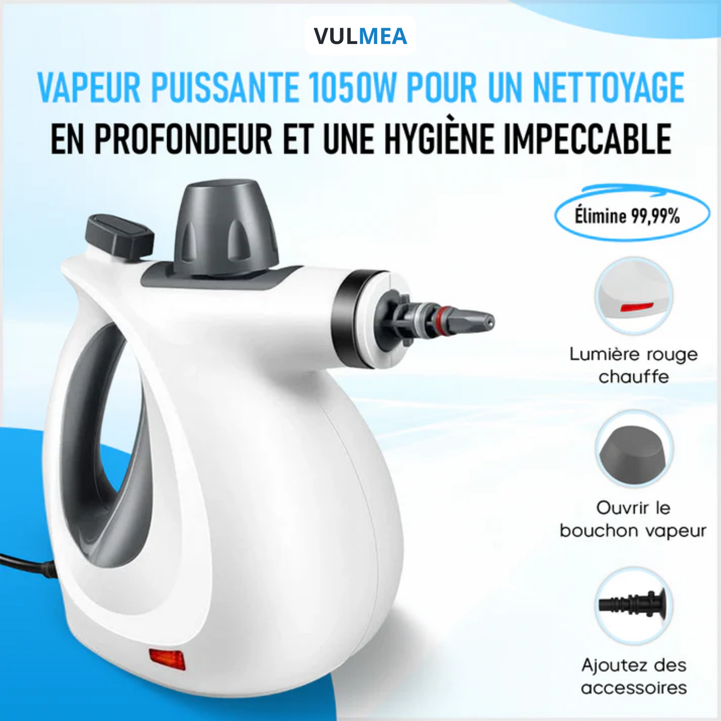 RedSteam V15 Pro Nettoyeur Vapeur – Désinfection niveau hospitalier | 9-en-1 & Zéro Toxique Vulmea