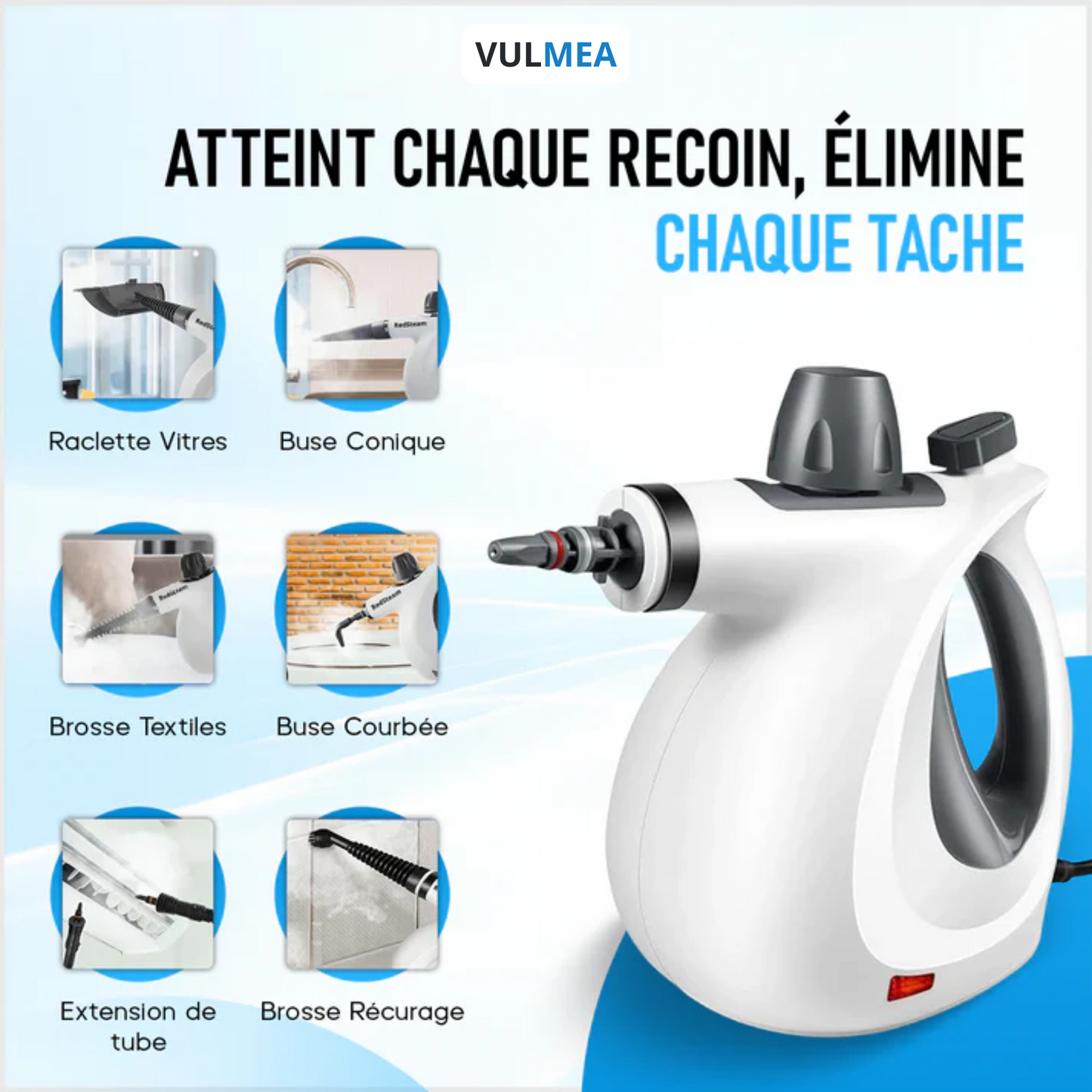 RedSteam V15 Pro Nettoyeur Vapeur – Désinfection niveau hospitalier | 9-en-1 & Zéro Toxique Vulmea