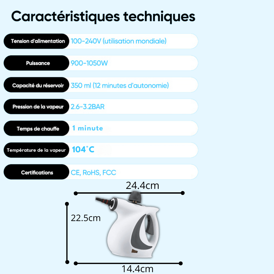 RedSteam V15 Pro Nettoyeur Vapeur – Désinfection niveau hospitalier | 9-en-1 & Zéro Toxique Vulmea